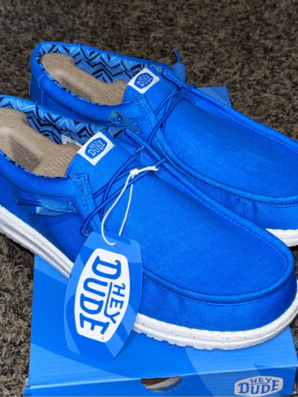 Hey Dude Wally Canvas Blue White Slip-On Casual Shoes 40700-425 Mens Size 11 New